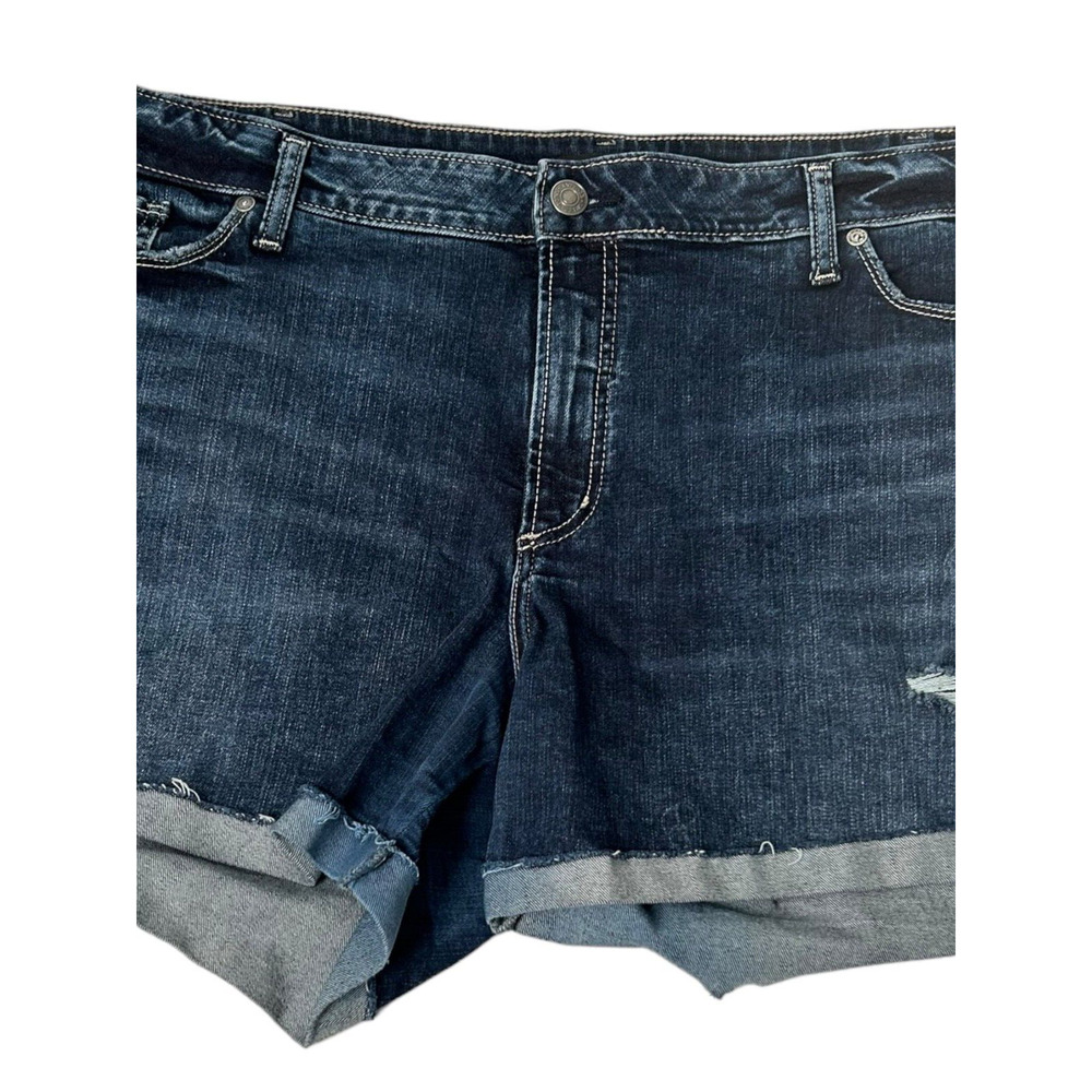 Silver Jeans Co Womens Suki Shorts High Rise Curvy Cuffed Dark Wash Size 24/L5